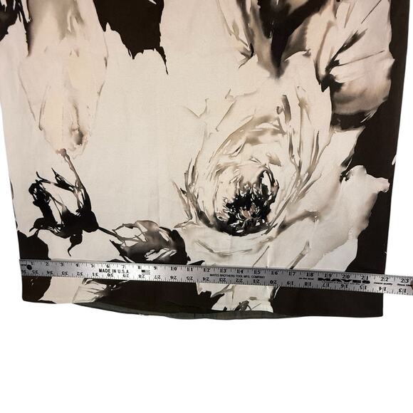 Lafayette 148 Brown Floral Pencil Skirt Rose Midi SIZE 2 Womens Watercolor - Picture 5 of 11